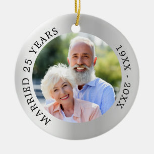 25. Hochzeitsjubiläum Silberfoto Keramik Ornament