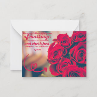 25. Hochzeitsjubiläum / Silberhochzeit-Gratulation Mitteilungskarte
