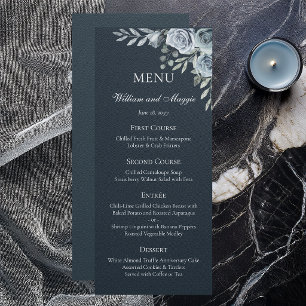 25. Hochzeitsjubiläums-Marine-Blumen Elegantes Men Menükarte