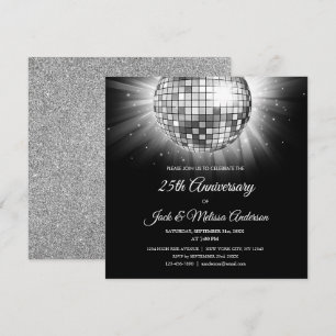 25. Hochzeitsjubiläumsfeier Silberne Disco-Kugel Einladung