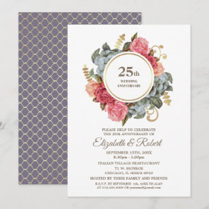25. Hochzeitsjubiläumsfeier Vintage Floral Einladung