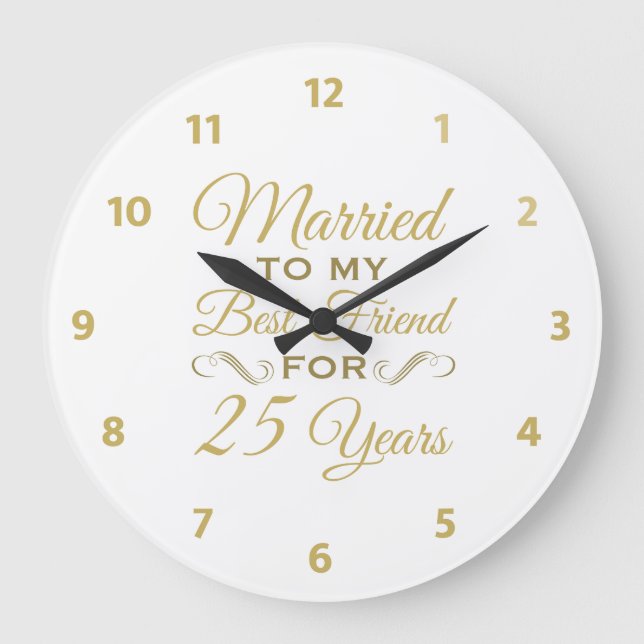 25. Hochzeitstag Bester Freund Große Wanduhr (Vorderseite)