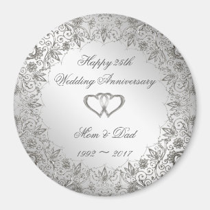 25. Hochzeitstag blüh Silber Magnet