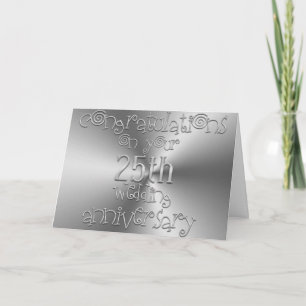 25. Hochzeitstag Chic Silver Typografie Karte