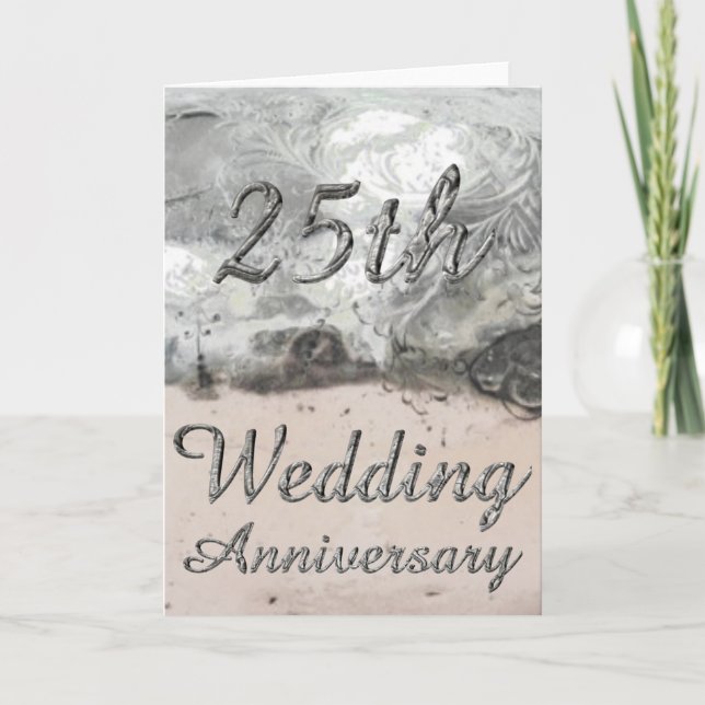 25. Hochzeitstag Chic Silver Typografie Karte (Vorderseite)