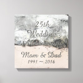 25. Hochzeitstag Chic Silver Typografie Leinwanddruck