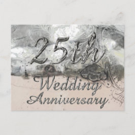 25. Hochzeitstag Chic Silver Typografie Postkarte