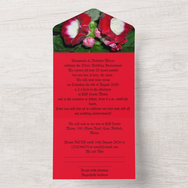 25. Hochzeitstag Einladung Silber (Innen Boden)