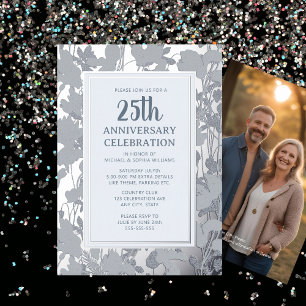 25. Hochzeitstag Einladung Silber Elegant