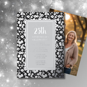 25. Hochzeitstag Einladung Silver Floral