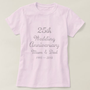 25. Hochzeitstag Eltern Silbertypografie T-Shirt