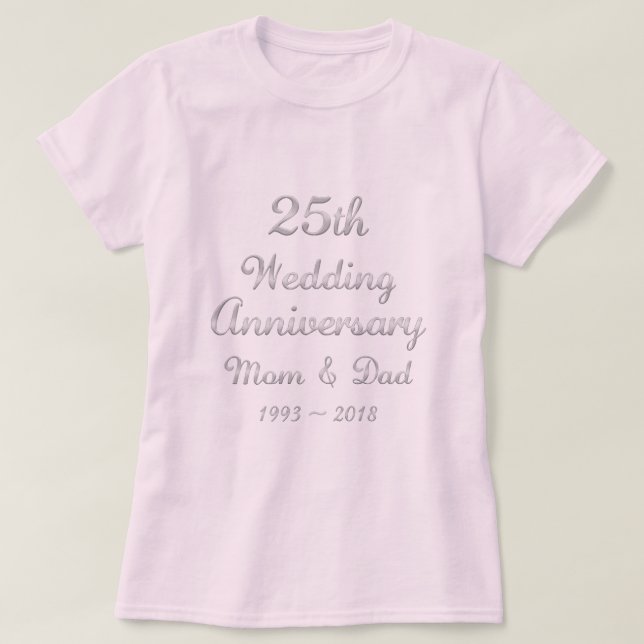 25. Hochzeitstag Eltern Silbertypografie T-Shirt (Design vorne)