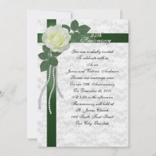 25. Hochzeitstag Erneuerung der Ehegelübde Weiße R Einladung