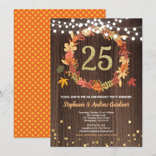 25. Hochzeitstag Erntedank Holz Einladung