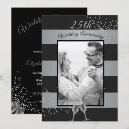 25. Hochzeitstag Foto Black Silver Einladung