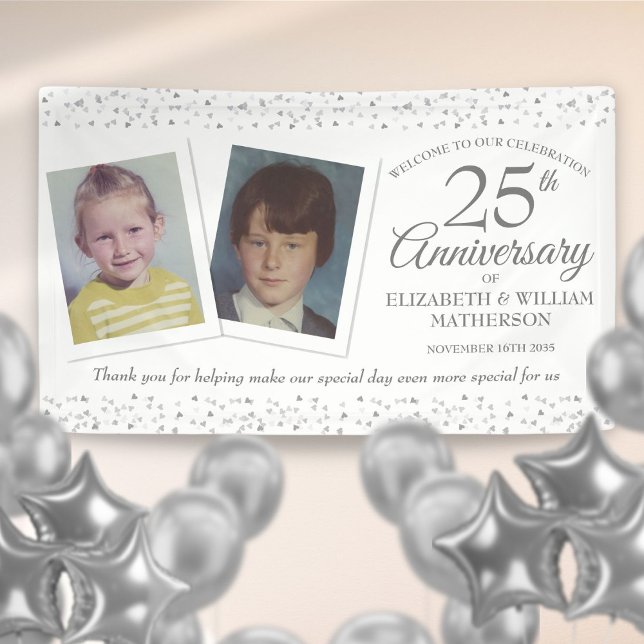 25. Hochzeitstag Foto der Kindheit Willkommen Banner (25th Wedding Anniversary Childhood Photos Welcome Banner)