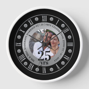 25. Hochzeitstag FOTO Geschenk Silberhochzeit Uhr