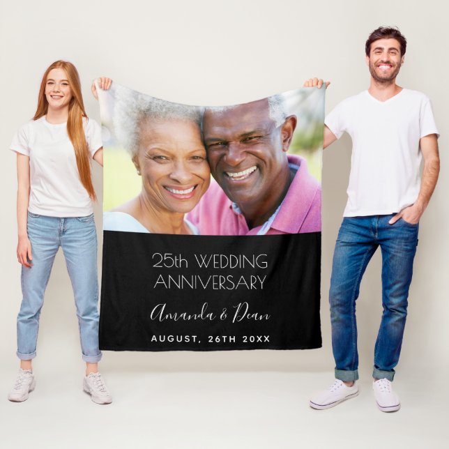 25. Hochzeitstag Foto modern und elegant Fleecedecke (Beispiel)