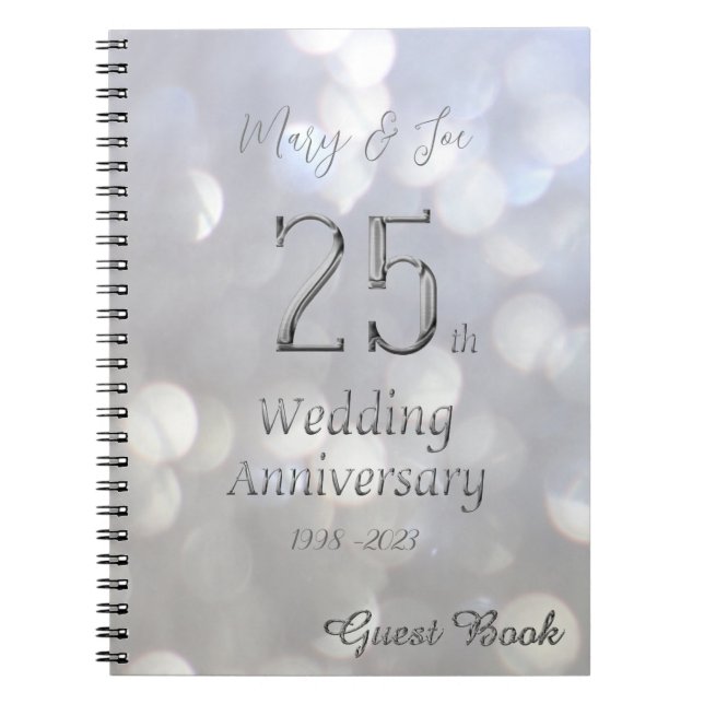 25. Hochzeitstag Gästebuch Silver Gray Notizblock (Vorderseite)