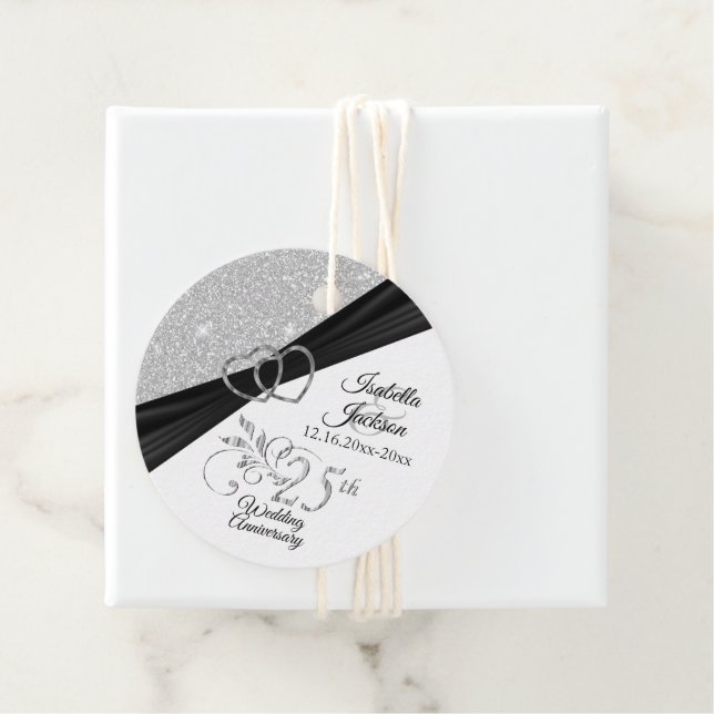 25. Hochzeitstag - Glitzer Geschenkanhänger (Beispiel)