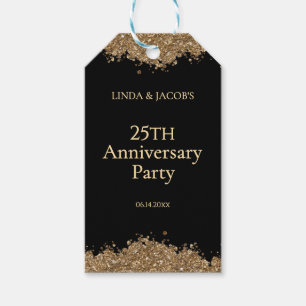25. Hochzeitstag Gold Faux Glitter Geschenkanhänger
