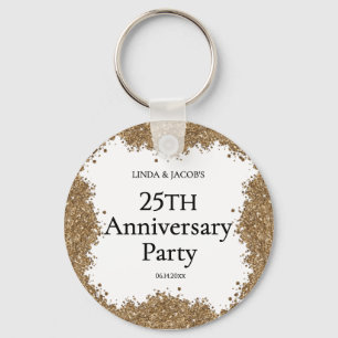 25. Hochzeitstag Gold Faux Glitter  Schlüsselanhänger