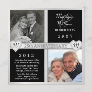 25. Hochzeitstag Herzen Foto-Einladungen Einladung
