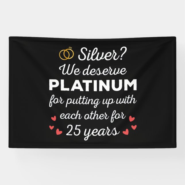 25. Hochzeitstag I - Silver Funny Couple Banner (Horizontal)