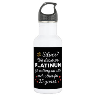 25. Hochzeitstag I - Silver Funny Couple Edelstahlflasche