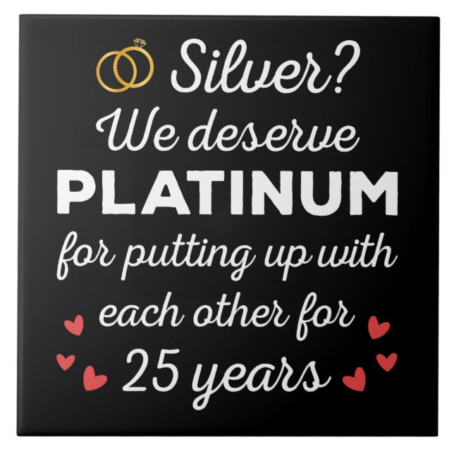 25. Hochzeitstag I - Silver Funny Couple Fliese (Vorderseite)