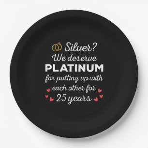25. Hochzeitstag I - Silver Funny Couple Pappteller