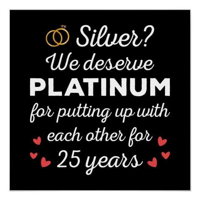 25. Hochzeitstag I - Silver Funny Couple Poster (Vorderseite)