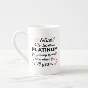 25. Hochzeitstag I - Silver Funny Couple Prozellantasse