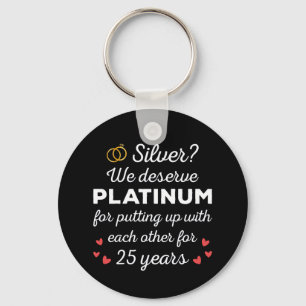25. Hochzeitstag I - Silver Funny Couple Schlüsselanhänger