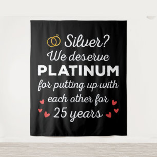 25. Hochzeitstag I - Silver Funny Couple Wandteppich