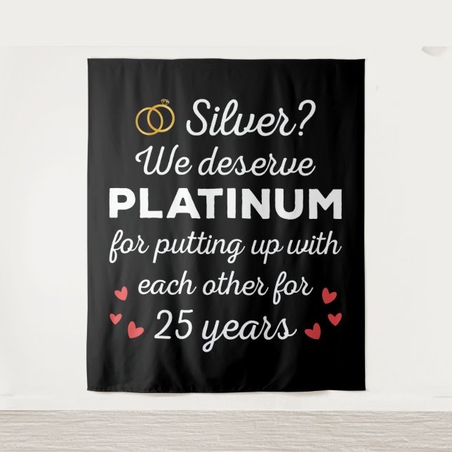 25. Hochzeitstag I - Silver Funny Couple Wandteppich (Vorderseite)