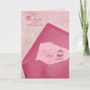 25. Hochzeitstag in Umschlag Feiertagskarte