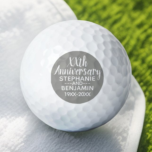 25. Hochzeitstag - Kann die Farbe Grau bearbeiten Golfball (Personalized Golf Ball - Add Your Monogram for a Wedding Anniversary Favor)