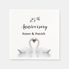25. Hochzeitstag Liebe der weißen Schwäne Serviette
