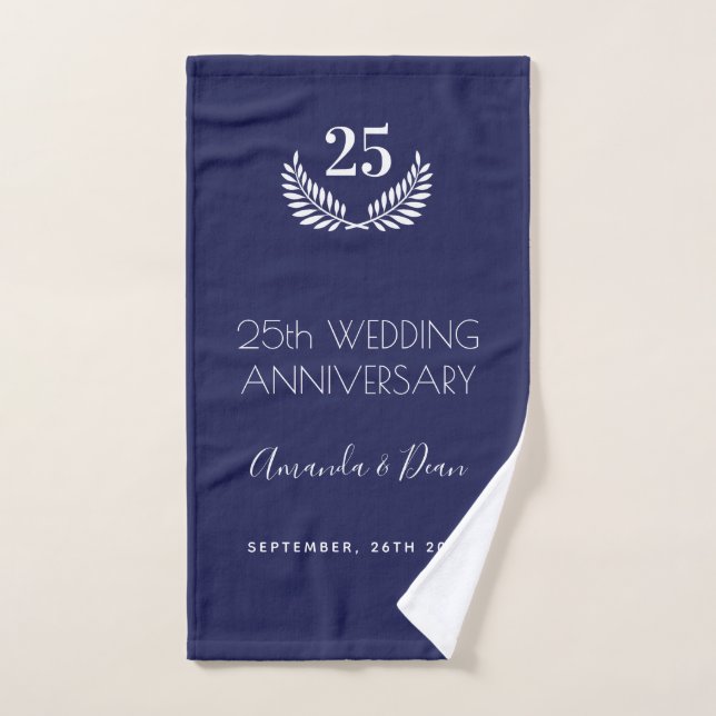 25. Hochzeitstag Marineschrei blauer weißer Kranz Badhandtuch Set (Handtuch)