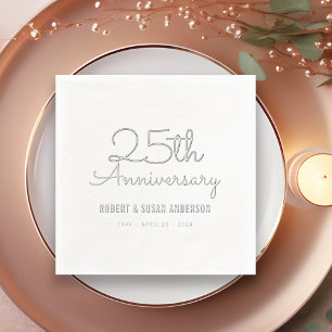 25. Hochzeitstag Modernes Script Silver Servietten Mit Folie