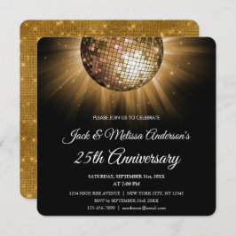 25. Hochzeitstag Party Gold Disco Ball Einladung