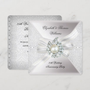 25. Hochzeitstag Party Lace Pearl White Einladung