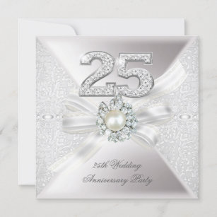 25. Hochzeitstag Party Pearl Silver Einladung