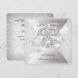 25. Hochzeitstag Party Pearl Silver Einladung