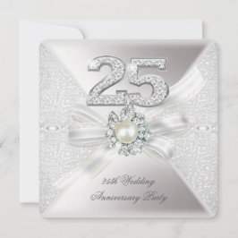 25. Hochzeitstag Party Pearl Silver Einladung