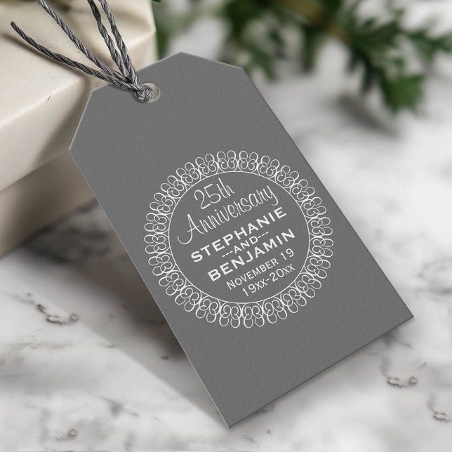 25. Hochzeitstag Personalisiert Geschenkanhänger (Custom Gift Tag)