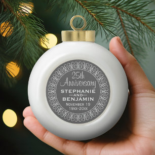 25. Hochzeitstag Personalisiert Keramik Kugel-Ornament