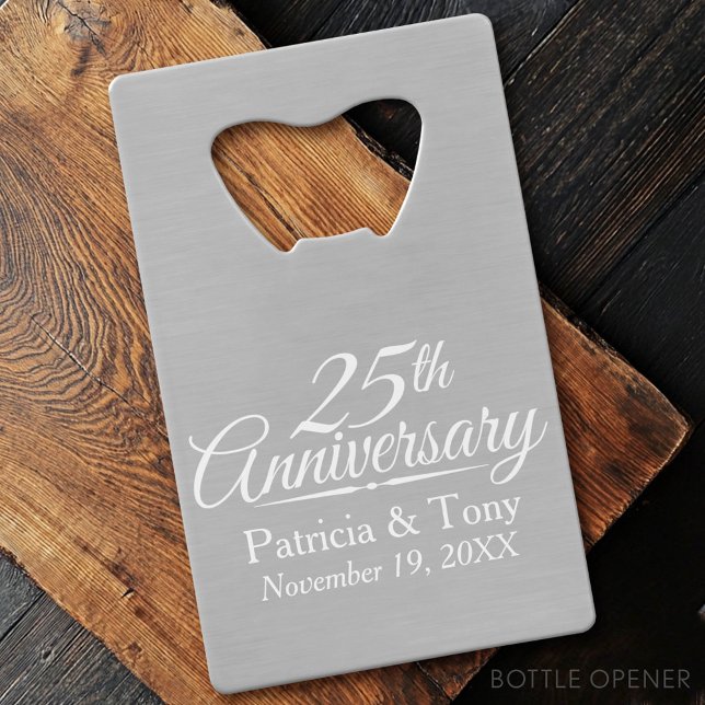 25. Hochzeitstag Personalisiert Kreditkartenflaschenöffner (Custom Bottle Opener - Card Style)