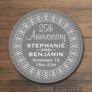 25. Hochzeitstag Personalisiert Runder Pappuntersetzer